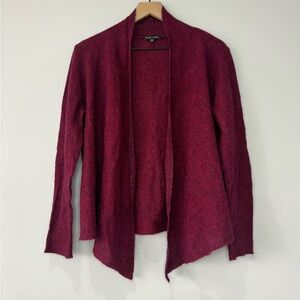 Eileen Fisher Wool Cashmere Blend Open Drape Cardigan - Deep Burgundy Medium